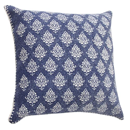 20x20 Inches Floral Cotton Throw Pillow Covers for Home Decor | Traditional Boho Cushion Covers for Throw Pillows | Perfect for Living Room Couch & Bedroom Decorations | Twilight Blue - color: Twilight Blue