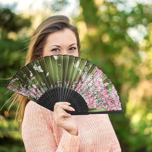 Zonon 4 Pack Hand Held Folding Fans for Women Silk,Elegant - style: Elegant