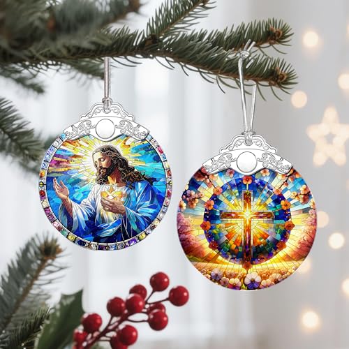 Boho Mandala Cross Ornament, Christian Christmas Ornament, Religious Christmas Decor, Christian Home Decor, Gifts for Christians, Religious Gifts, Spiritual Gift, Easter & Xmas Gift - color: Cross Pattern E