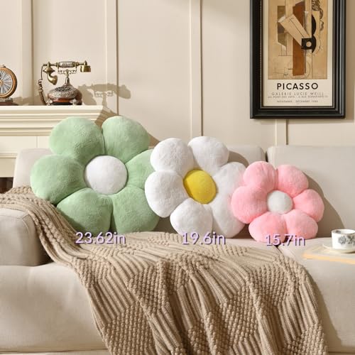 Flower Pillow,15.7In Daisy Pillow Green Throw Pillows - color: Green, size: 15.7in