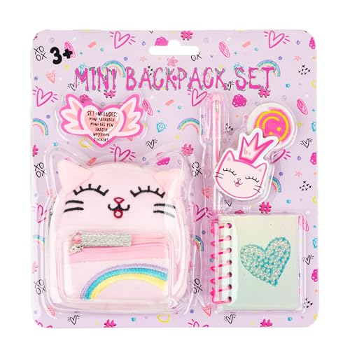 VOTUM Cabybara Keychain Charm for Backpacks, Purses, Handbags, Car Keys with Stationery Set - Includes Mini Notebook, Gel Pen, Eraser, Stickers - Portable & Fun Gift for Tweens & Adults Ages 8+ - style: Cat