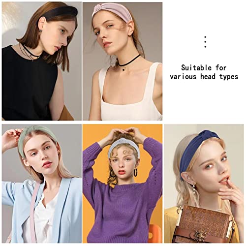 LOVNFC Womens Headbands, 5Pcs Knotted Head Bands No Slip Fashion for women Girls (Mixed Color) - color: pure color