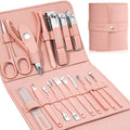 Manicure Set Professional Nail Clippers Pedicure Kit,16 pcs Stainless Steel - color: Pink