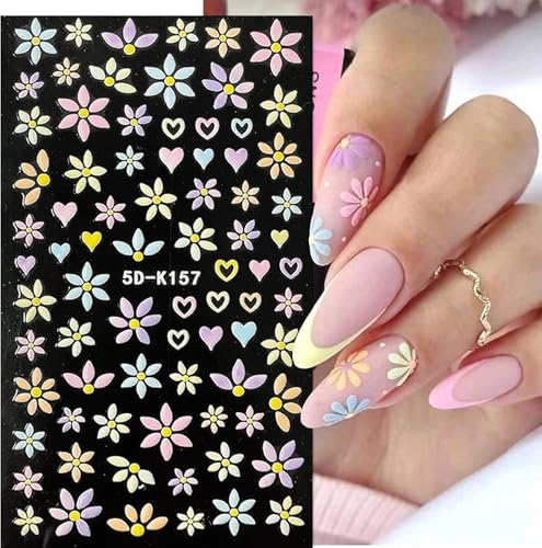 Colorful Flower Nail Stickers for Nail Art Nail Decals for Women - color: Colorful-02