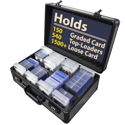 Large Graded Card Storage Box 4-Row with Combo Lock - Sports Trading Cards Case for 150+ Slabs, 540+Toploaders or 1500+ Loose Cards - color: Black 4-Row
