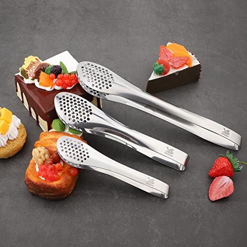 MSY BIGSUNNY Chef Kitchen Tongs Stainless Steel Food Serving Tongs Set Buffet tongs (silver 7" 9" & 11", 3 pack) - color: silver 7" 9" & 11" Serving Tongs