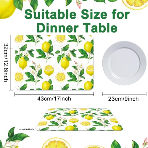 Lemon Placemats Set of 6 Summer Plastic Table Mat 17×13×0.04in - style: Lemon