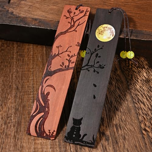 ZQZYMXQ 2Pcs Moon Cat Bookmark, 3D Fancy Bookmarks, Unique Black Cat Gifts - style: Moon Cat