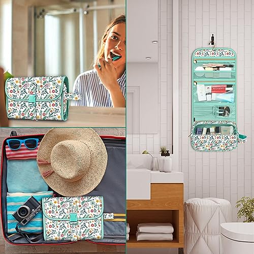 FINTIE Hanging Toiletry Bag Portable Travel Cosmetic Makeup Organizer - color: Spring