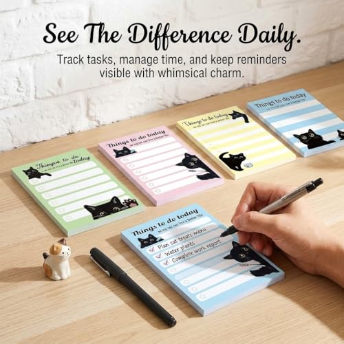 4 Pads Cute Cat Sticky Notes 4x6 Funny Animal Post it Notes Notepads - color: Cute Cat