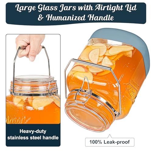 1 Gallon Glass Jar with Lid, 2 Pack Glass Food Storage Containers - size: 1 Gallon / Square Glass Jar