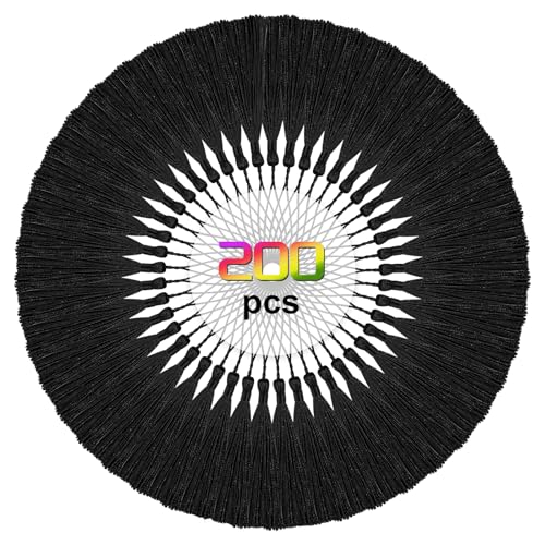 200pcs Bookmark Tassels Bulk 5 Inch Silky Soft Handmade Tassels for Crafts, DIY Jewelry Making, Gift Decorations,Black - color: Black