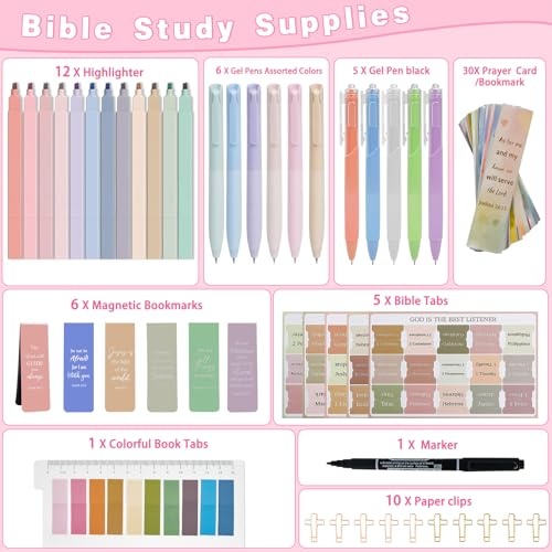 HRFGWDD 76-Piece Bible Study Supplies, Bible Journaling Kit for Women - color: 76pcs