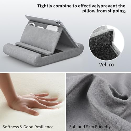 CreaDream Tablet Pillow Stand, Foldable Tablet Holder for Lap, Bed - color: Grey