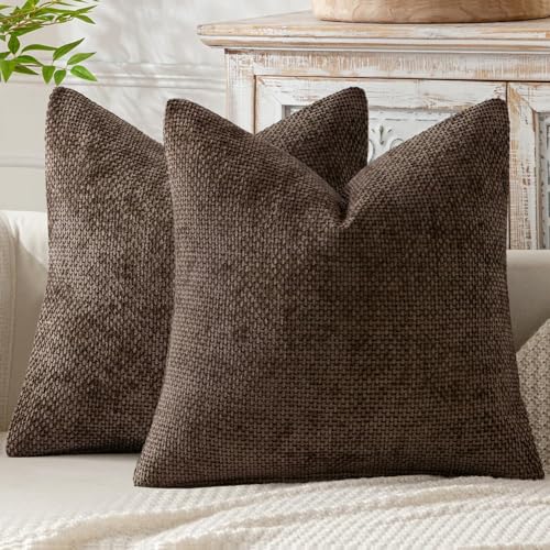 MIULEE Decorative Couch Throw Pillow Covers 16x16 Inch Dark Brown 2 Pack - color: Dark Brown, size: 16" x 16" (Pack of 2)