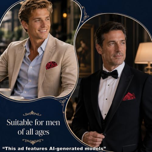 Handkerchiefs for Men with Holder Vantige Pocket Squares for Men - color: Red