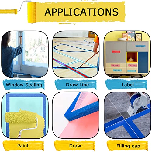 3Rolls Painters Tape, 0.94in x 60.1yd Blue Tape for Multi-Purpose Masking - size: 3rolls, 0.94in x 60.1yds, Blue