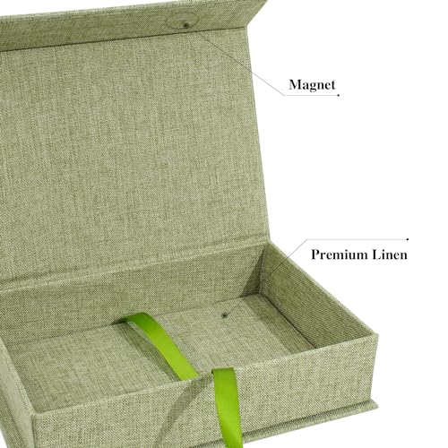 Photo Storage Box 4x6, Linen Photo Box - Grassgreen - color: Grassgreen, size: 4"x6"