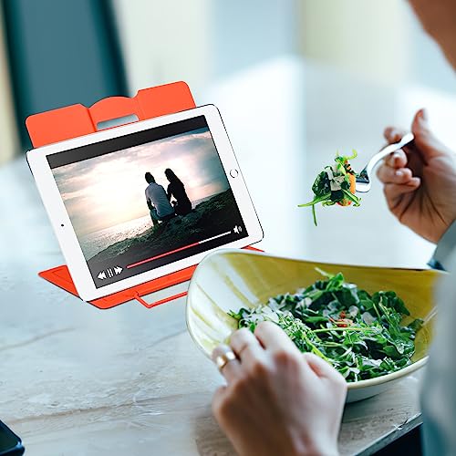 MSDADA Desk Book Stand Metal Reading Rest Book Holder Adjustable Cookbook Documents Holder Portable Sturdy Bookstands for Recipes Textbooks Tablet Music Books (Orange) - color: 0range