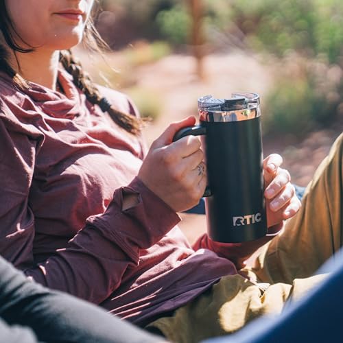 RTIC 16oz Road Trip Travel Mug with Lid and Handle, Ceramic Lined, Black - color: Black, size: 16 Ounces