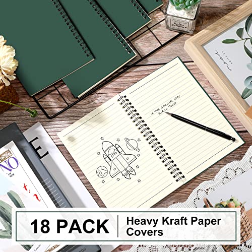 Yahenda 18 Pcs Spiral Notebooks, 1 Subject, Wide Ruled, Deep Green - color: Dark Green