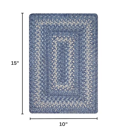 Homespice Denim Braided Table Mats for Coastal Decor, Rect 10x15 Set of 4 - color: Denim
