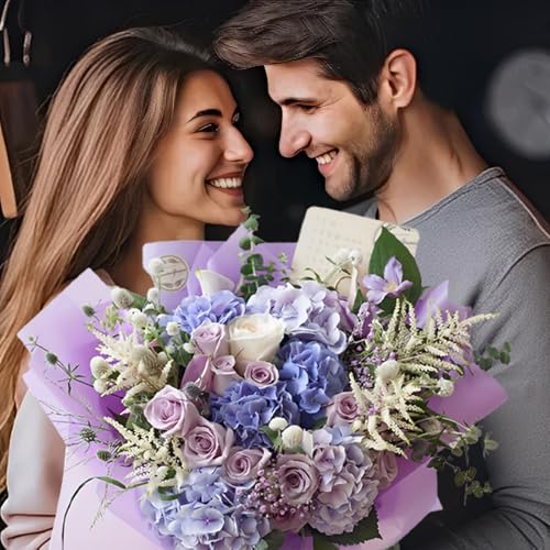 CCIJESW 20 Sheets Flower Bouquet Wrapping Paper Pure Purple - color: 008-Slightly Transparent Purple