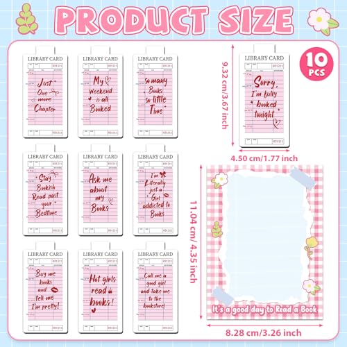 10 Pieces Pink Library Card Magnetic Bookmarks Magnetic Book Marks for Reading Magnet Bookmark Clips for Women Book Lovers Girls Students Reading Accessories Bookish Gift Birthday Gifts