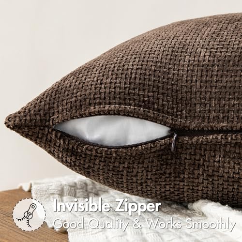 MIULEE Decorative Couch Throw Pillow Covers 18x18 Inch Dark Brown 2 Pack - color: Dark Brown, size: 18" x 18" (Pack of 2)