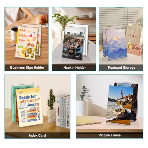 Boloyo Acrylic Vertical Postcard Display Holder,6 x 4 inch 1PC Clear Card Display Stand Easel Tablet Holder for Postcard Greeting Recipe Index Business Memory-Note Card, Artworks - color: Vertical, size: 1PC
