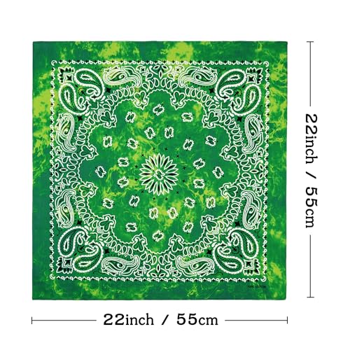 Bycc Bynn Large Soft Cotton Bandanas Pack for Men & Women 22 x 22 inches - color: Tie Dye 2