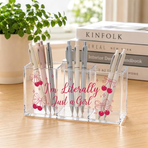 I'm LiterallyJust a Girl Acrylic Cosmetic Organizer 3 Compartments - color: Transparent048