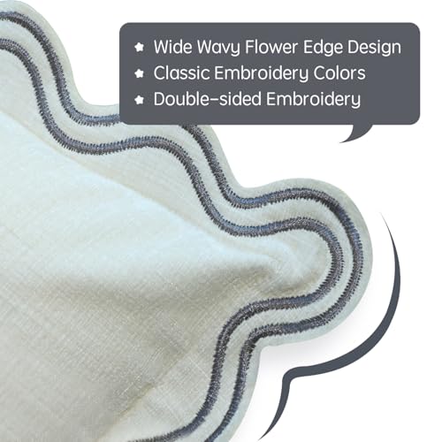 TINYSUN Scalloped Decorative Throw Pillow Covers - Set of 2, Double-Sided Embroidered Scallop Design, Premium Winter Cushion Covers for Living Room Sofa Couch Bed(Cream White,18x18 Inch) - color: Cream White
