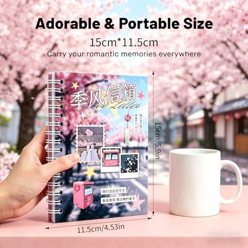 Tmtains 30 Sheets Japanese Sticker Book for Scrapbook 300+Pcs Heisei Retro Vintage Korean Stickers for Journaling Aesthetic Japanese Sticker Book for Adults DIY Junk Journal Gifts (Monsoon Postbox) - color: Ao-cherry Blossom Pink