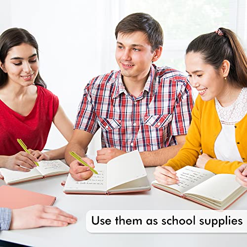 feela 5 Pack Notebooks Journals Bulk, Hardcover Classic Ruled Lined Journals with Pen Holder for Women Girls School Business Supplies, with 5 Black Pens, 120 GSM, 5.1”x8.3”, A5, Light Coral - color: 5 Light Coral