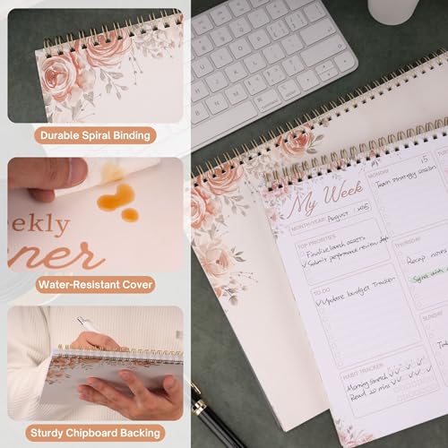 Undated Weekly Planner Notepad, 8.5" x11", 52 Weeks, Blush Pink - color: Blush Pink