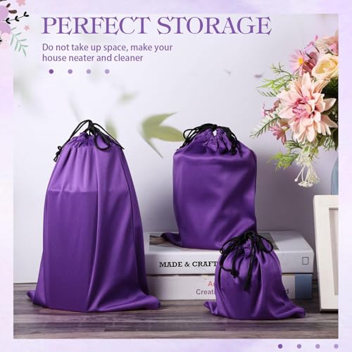 20 Pcs Satin Game Storage Bags for Women Men, S,M,L, Purple - color: Purple, size: S,M,L