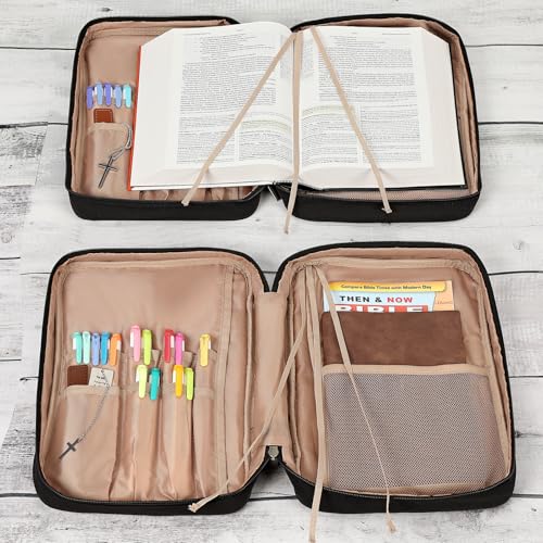 FINDCOZY Bible Cover for Women, Large Carrying Case for Regular Bible - color: Black, size: Large