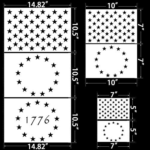 Koogel American Flag 50 Star Stencil, 13 Stars 1776 Stencils for DIY Crafts - style: 7 PCS