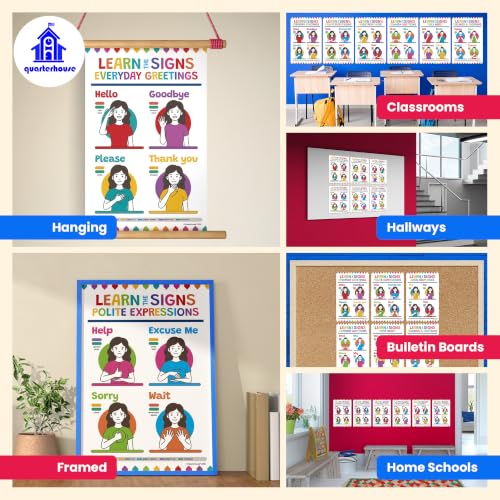 Quarterhouse 6 Poster Sign Language Part 2 Classroom Set - color: Sign Language Part 2