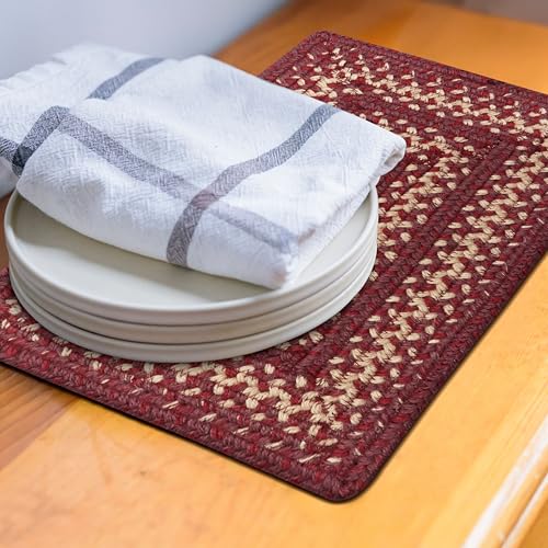 Homespice Autumn Maple Jute Braided Table Mats, Rect 10x15 Set of 4 - color: Autumn Maple