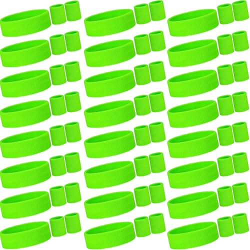 Sweatbands and Wristbands Set, Women, Men - color: Neon Green