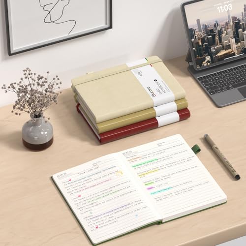 Oucaru 4 Pack A5 Lined Journal Notebook, 180 Pages 100 GSM Paper for Travel - color: Army Green, size: 4 Pack