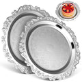 Garneck 2Pcs 9.83in Silver Serving Tray Vintage Iron Dessert Jewelry Plate