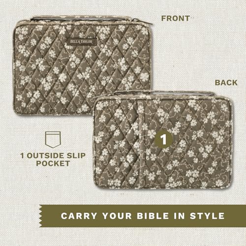 Bella Taylor Small Bible Cover, Quilted Bible Case, Woodland Floral - color: Woodland Floral, size: Small