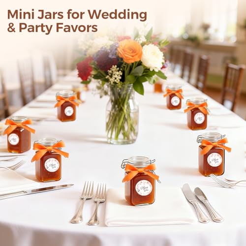 ComSaf Square Small 8 oz Glass Spice Jars with Airtight Lids 6 Pack Pantry - size: 8 fl oz x 6