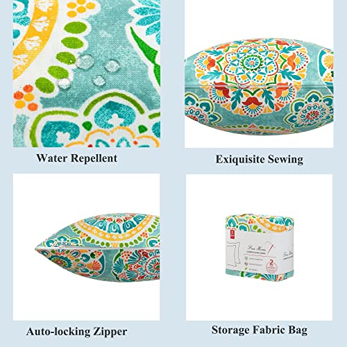 FUNHOME Outdoor Lumbar Pillow Covers 12X20 Inch, No Insert-Cyan Circle - color: Cyan Circle, size: 20"L x 12"W(No Insert)