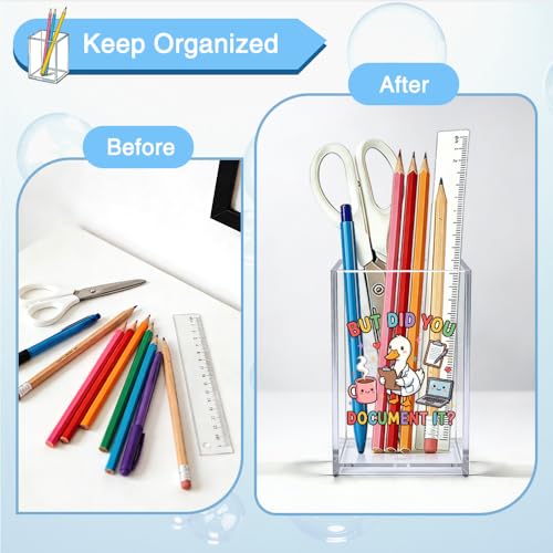 But Did You Document It Acrylic Pencil Holder, Cute Goose Nurse Office Desk Accessory Holder, Birthday Christmas Appreciation Gifts for Women Nurse Doctor RN Coworker, Humor Office Decor - color: Clear 2
