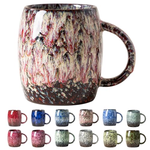 Raspberry Cream Ceramic Mug, 14oz Reactive Glaze Coffee Mug, Gift for Her - color: 14OZ - Raspberry Cream · NURTURE