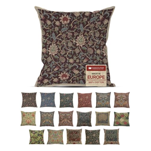 William Morris Fleur de Morris Damson Tapestry Throw Pillow Cover 16 x 16in - color: Fleur De Morris Damson Blue